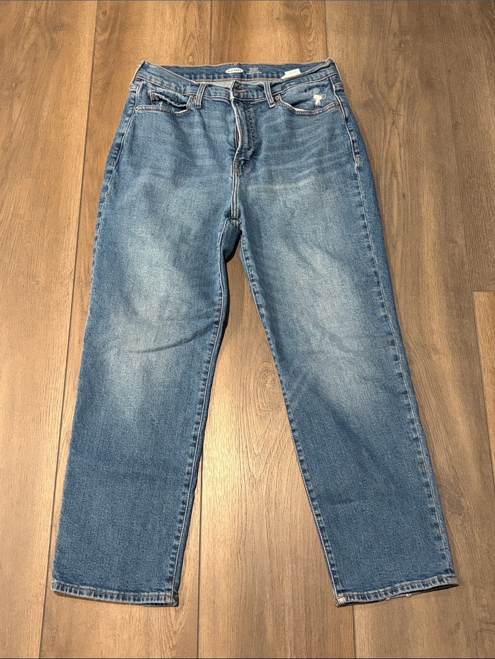 Old Navy Women's Sky-Hi Straight Leg Blue Jeans